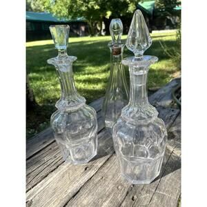 3 Vintage Crystal Wine Decanter, With Stoppers, Wine Decanters, Decoration